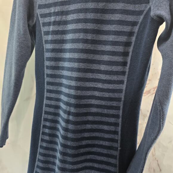 Title Nine Dress Womens XS Blue Stripe Sweater Long Super Power Zip Merino Wool - Picture 9 of 13